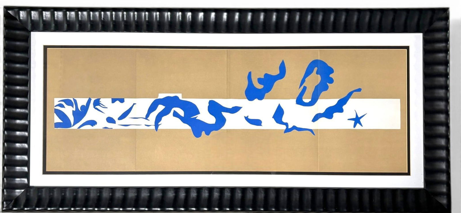 Henri Matisse La Piscine Original Color Lithograph with COA: Original color lithograph titled La Piscine, created after Henri Matisses paper cut-out and gouache under the supervision of the artist. Printed by Mourlot in Paris and published in a limited edition