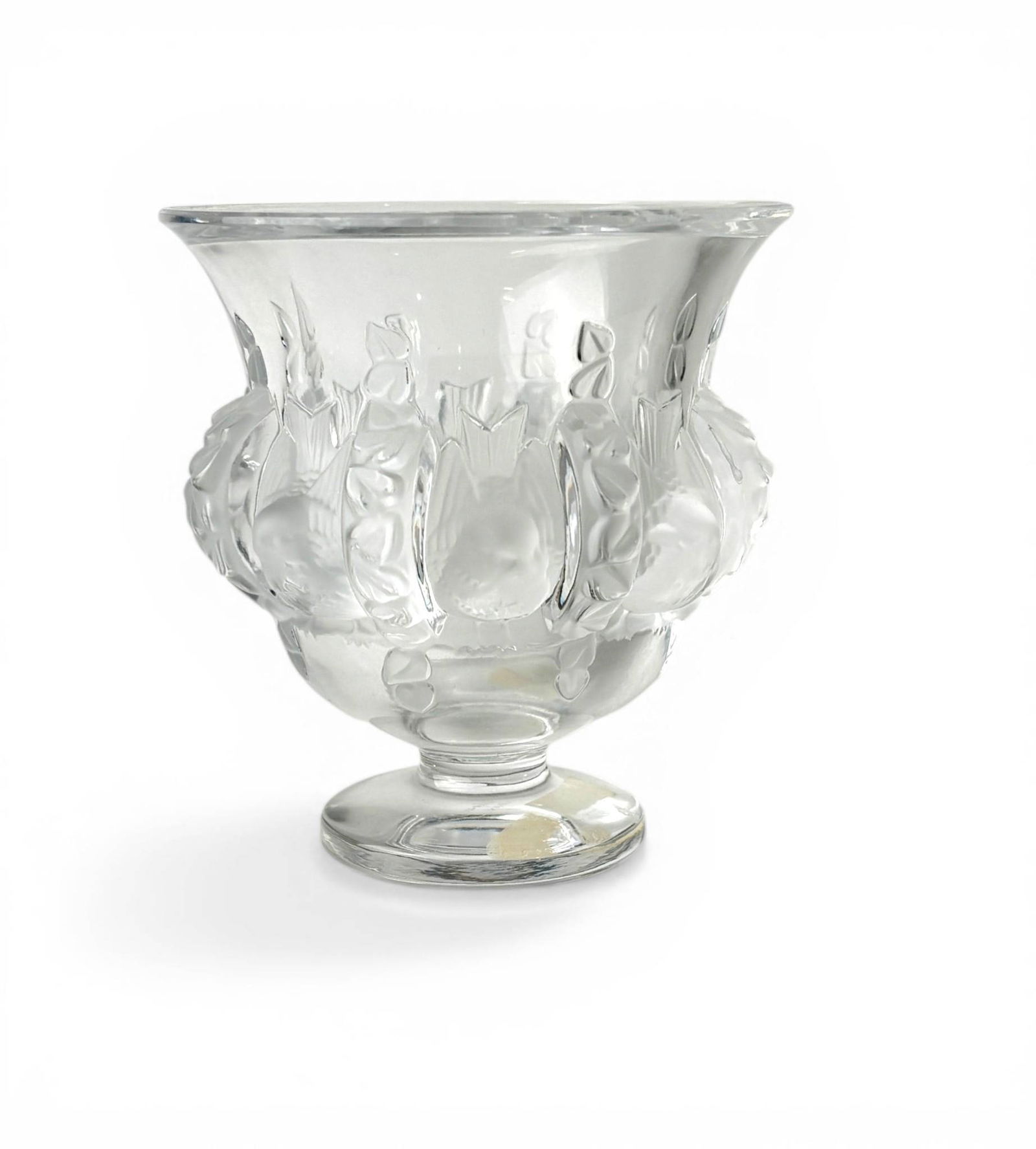 Lalique Dampierre Crystal Vase with Frosted Bird Relief (1 of 9)