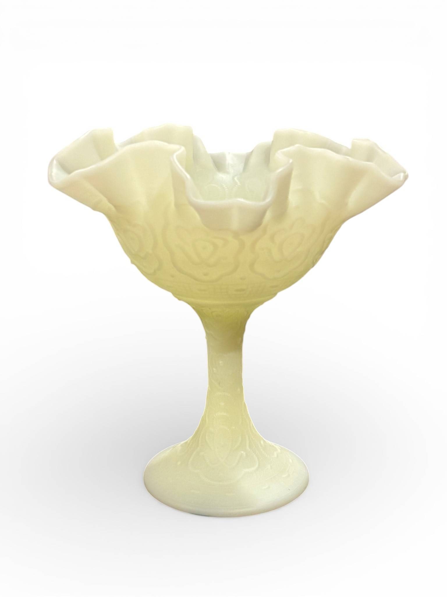 Fenton Uranium Glass Compote with Ruffled Edge (1 of 6)
