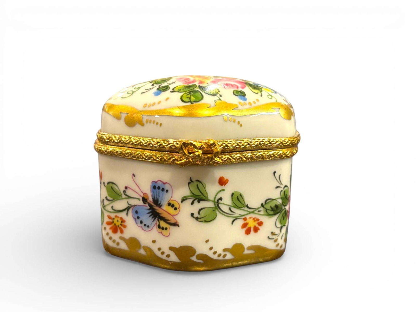 Hand Painted Limoges Porcelain Perfume Box with Crystal Bottles (1 of 9)