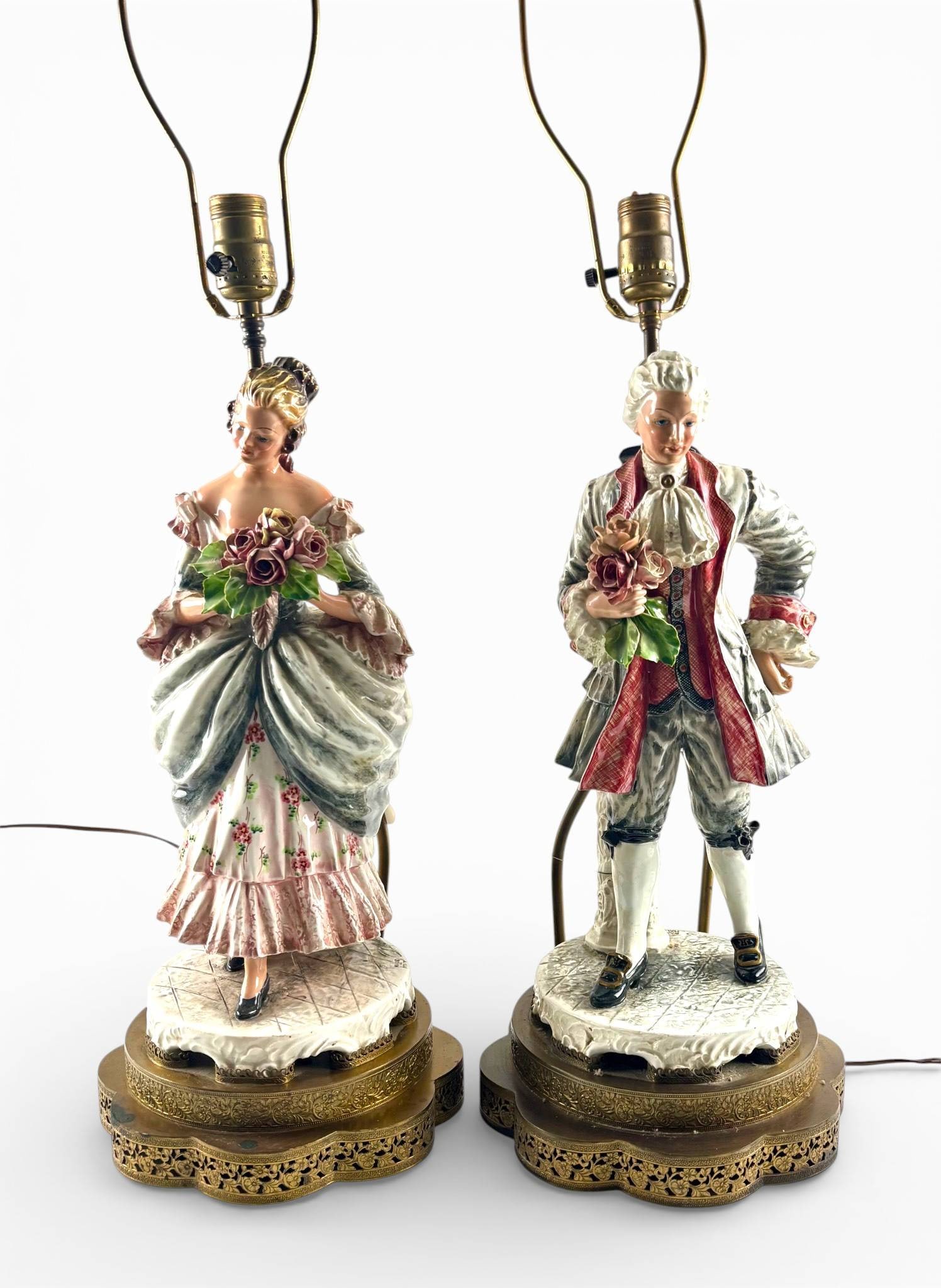 Pair of Signed Capodimonte Figural Lamps, Italy (1 of 14)