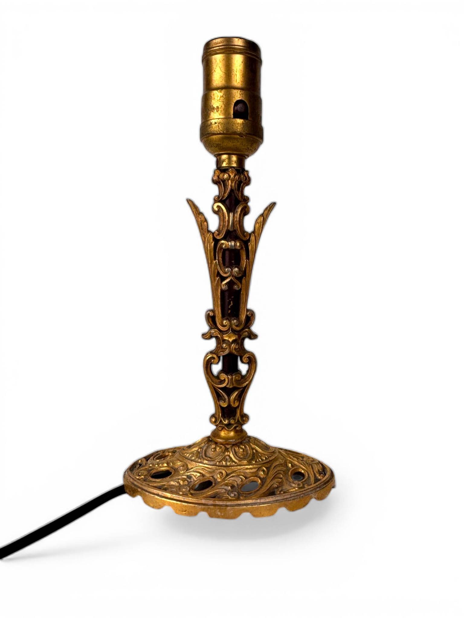 Ornate Gilded Metal Table Lamp Base with Scrollwork Detailing (1 of 7)