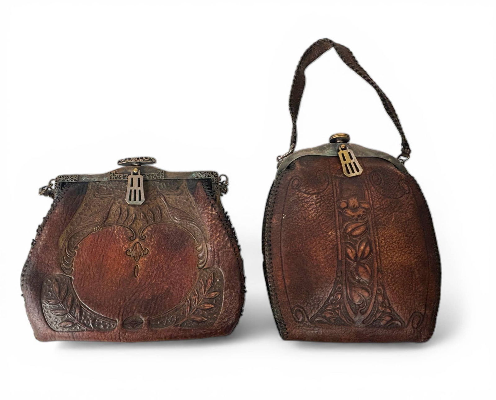 Embossed Leather Handbags with Metal Frames (1 of 6)