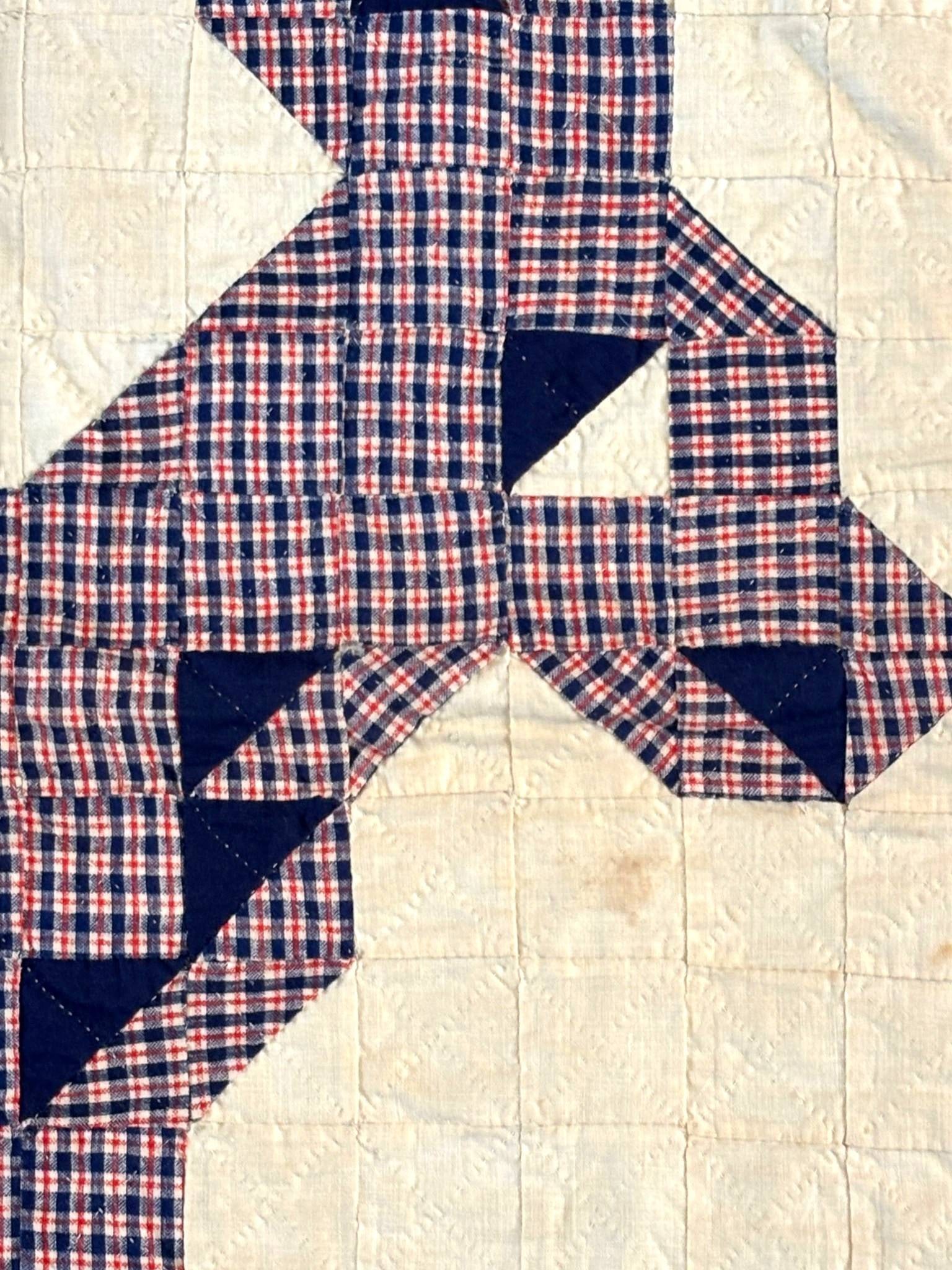 Handmade Patchwork Quilt Featuring Donkey Design with Plaid and Solid Fabric - 2