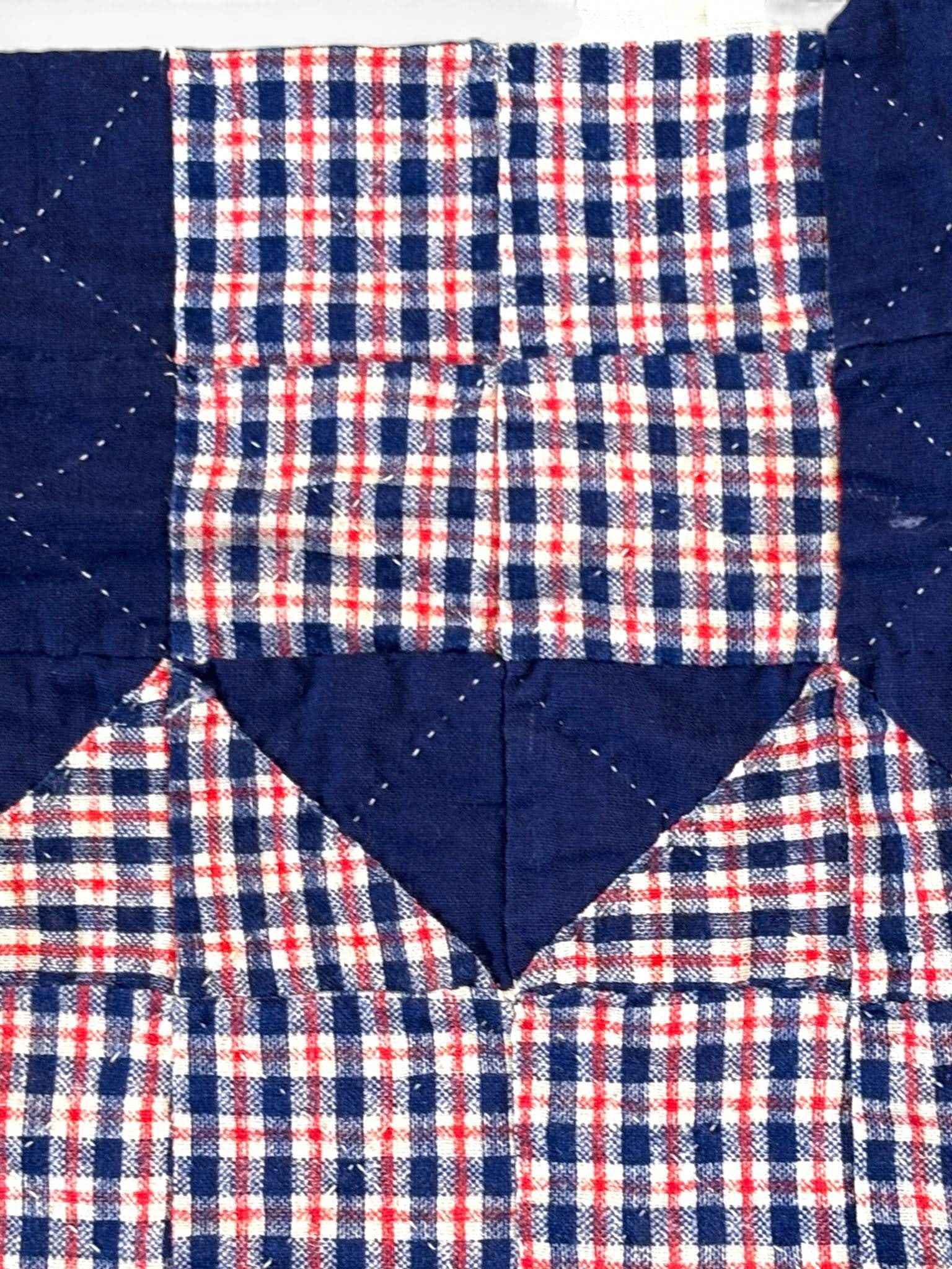 Handmade Patchwork Quilt Featuring Donkey Design with Plaid and Solid Fabric - 4