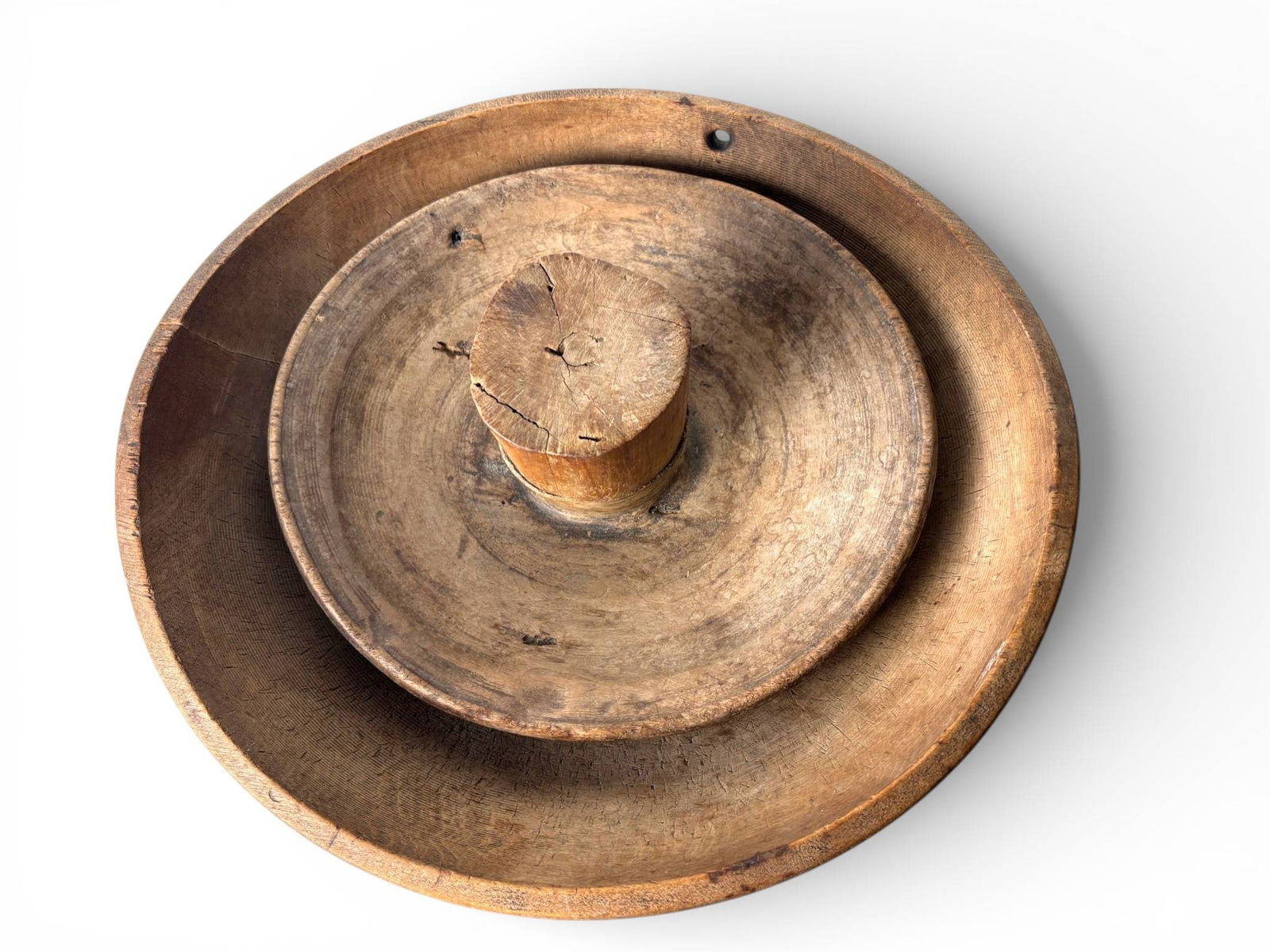 Early American Wooden Butter Bowl with Paddle Treenware (1 of 10)