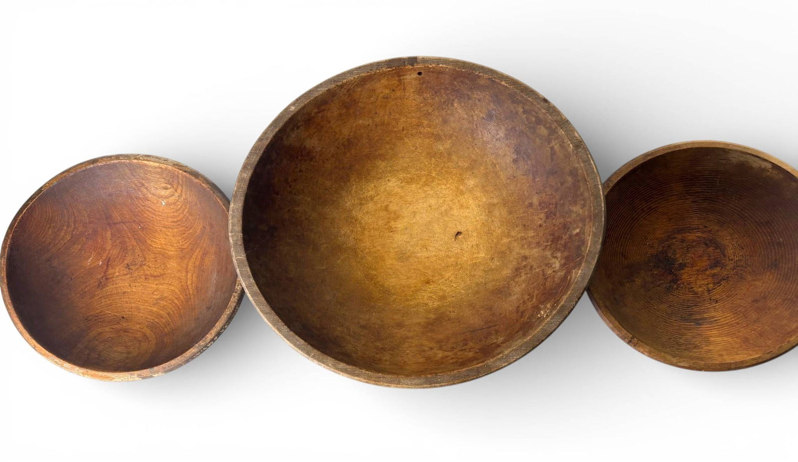 Three Early American Turned Wooden Bowls Treenware (1 of 16)