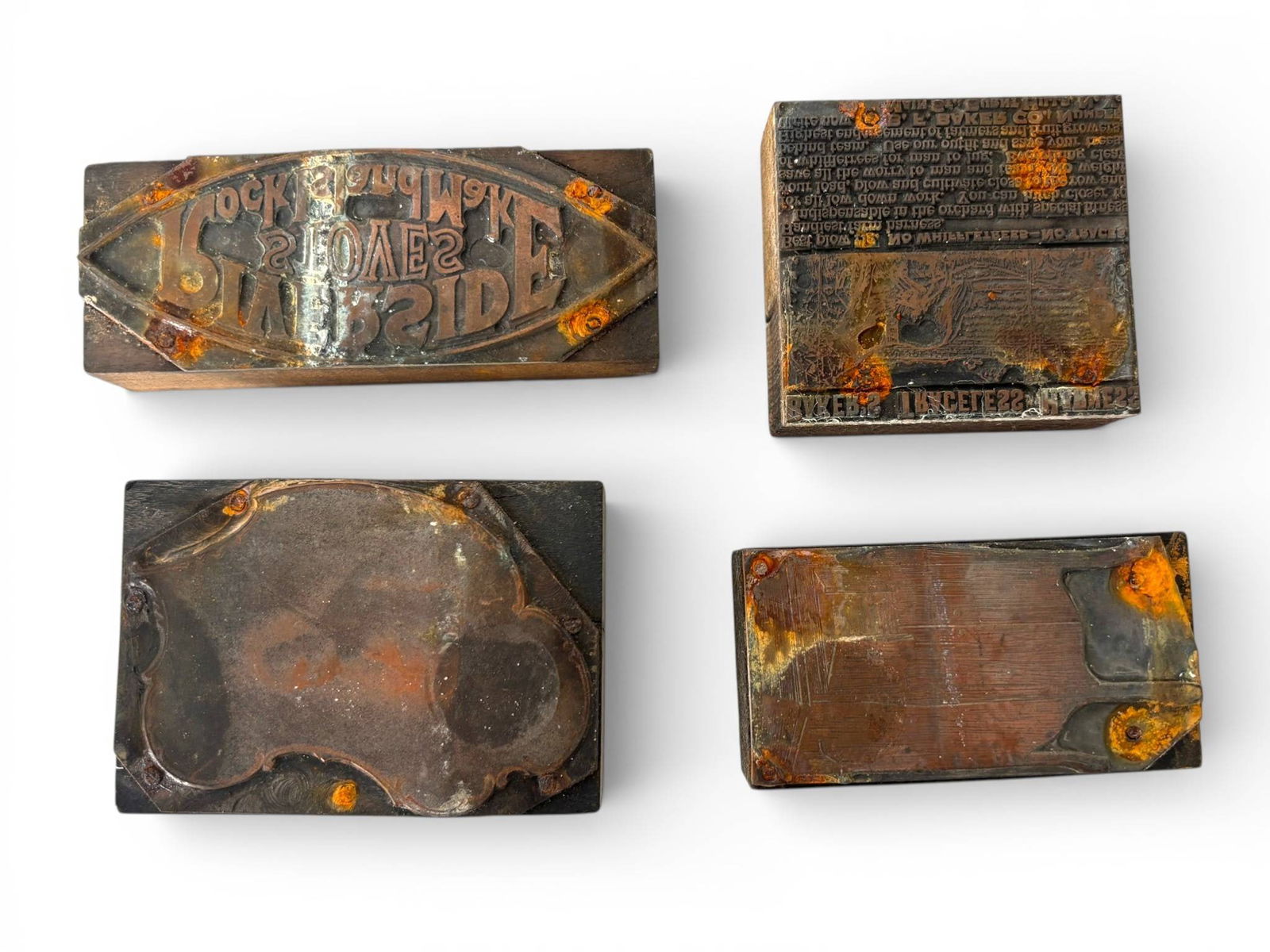 Four Vintage Wood and Metal Printing Blocks (1 of 9)