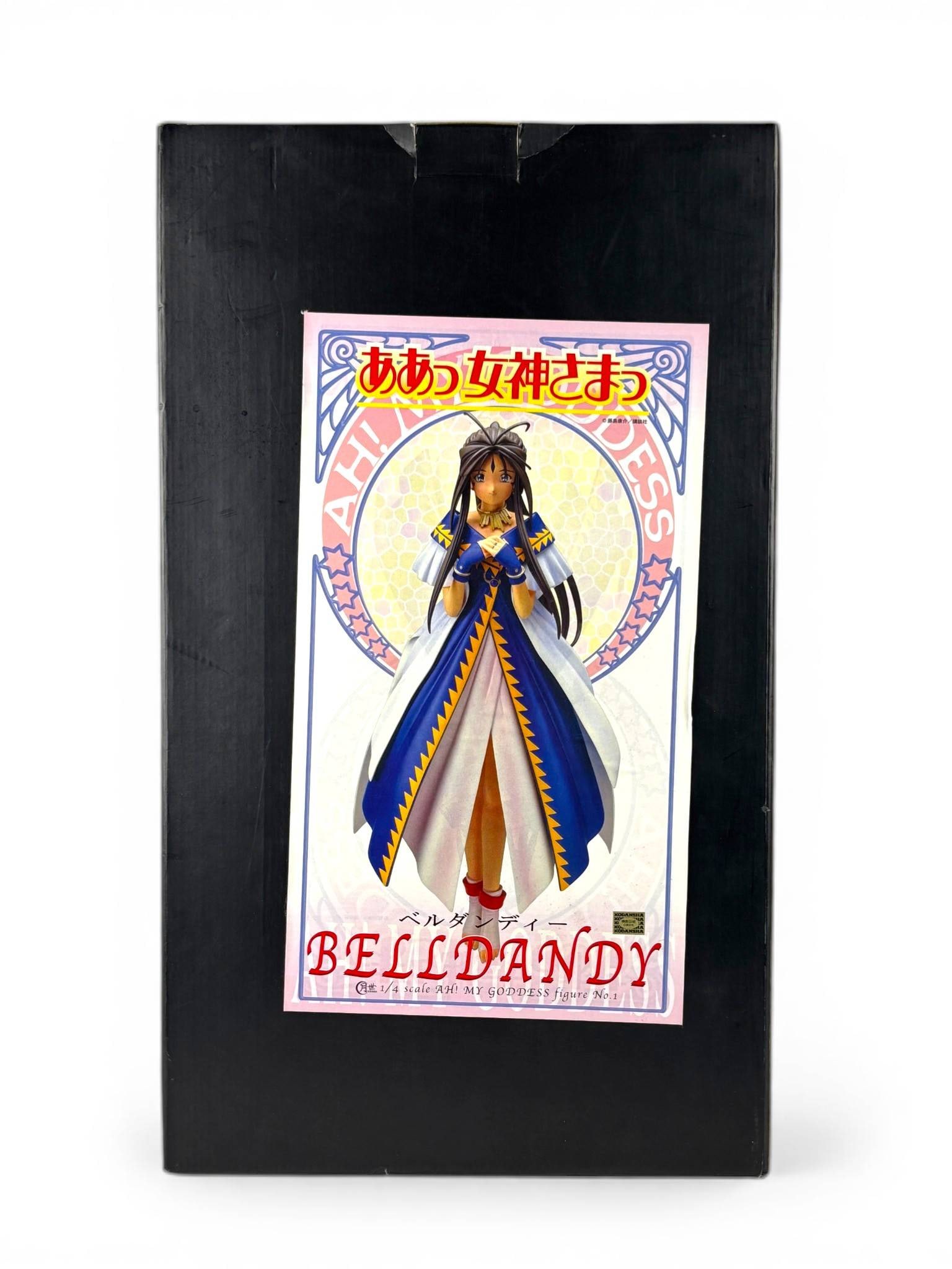1/4 Scale Ah! My Goddess Belldandy Figure No. 1 by Kodansha: Boxed 1/4 scale figure of Belldandy from the anime series Ah! My Goddess, produced by Kodansha. Figure No. 1 in the series, featuring detailed craftsmanship and designed to replicate the characters li