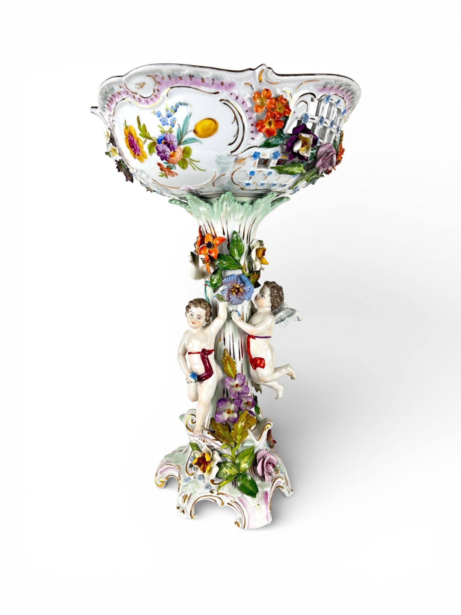 Carl Thieme Dresden Porcelain Compote with Cherubs and Flowers (1 of 16)