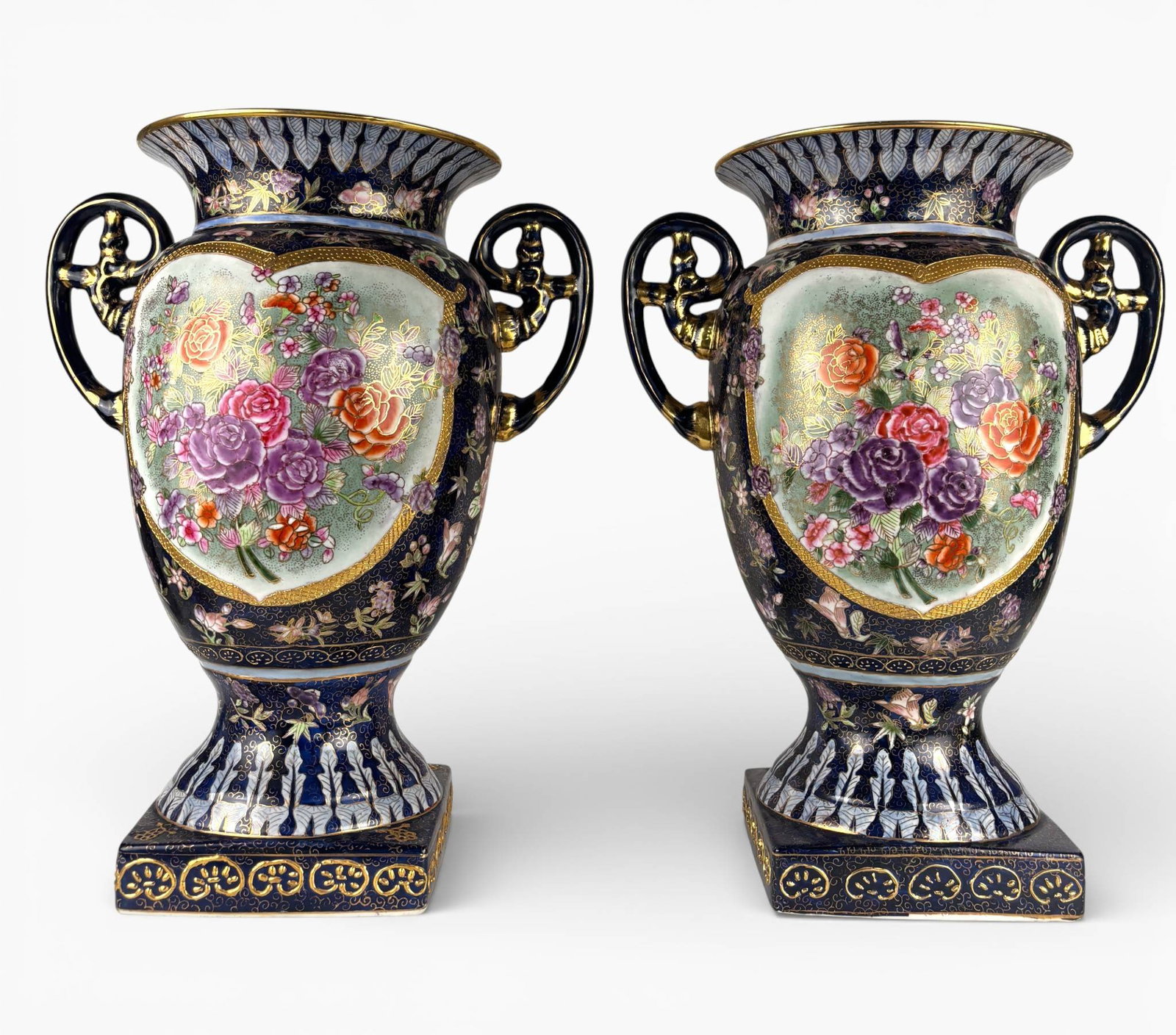Japanese Kutani Export Vases with Heavy Moriage Gilding (1 of 16)