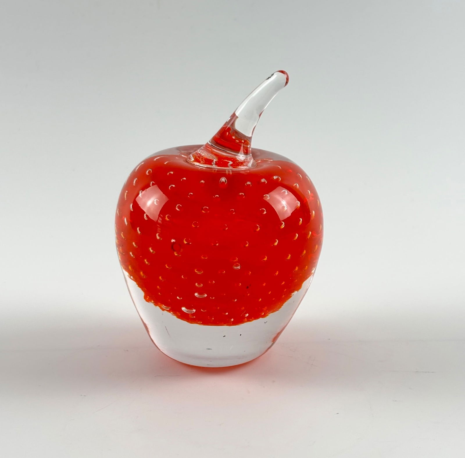 Red and Clear Murano Glass Apple Paperweight (1 of 7)