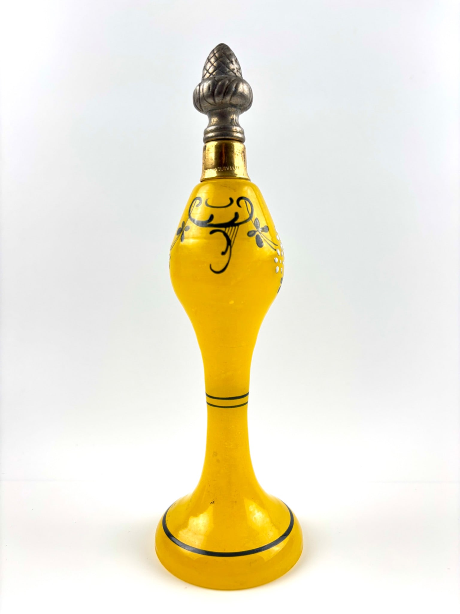 Bohemian Yellow Glass Perfume Bottle Czechoslovakia (1 of 11)