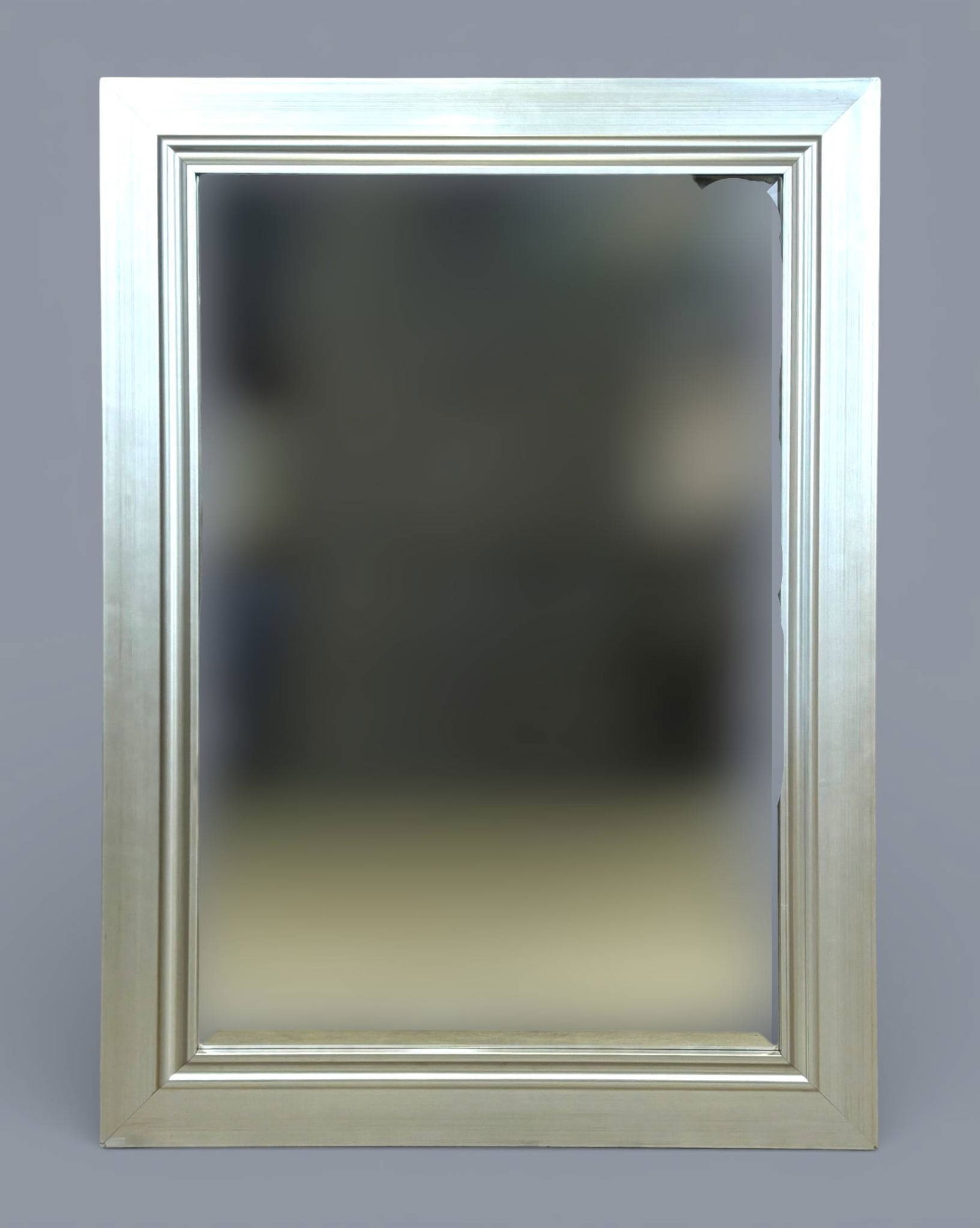 Rectangular Wall Mirror with Brushed Silver-Tone Frame (1 of 5)
