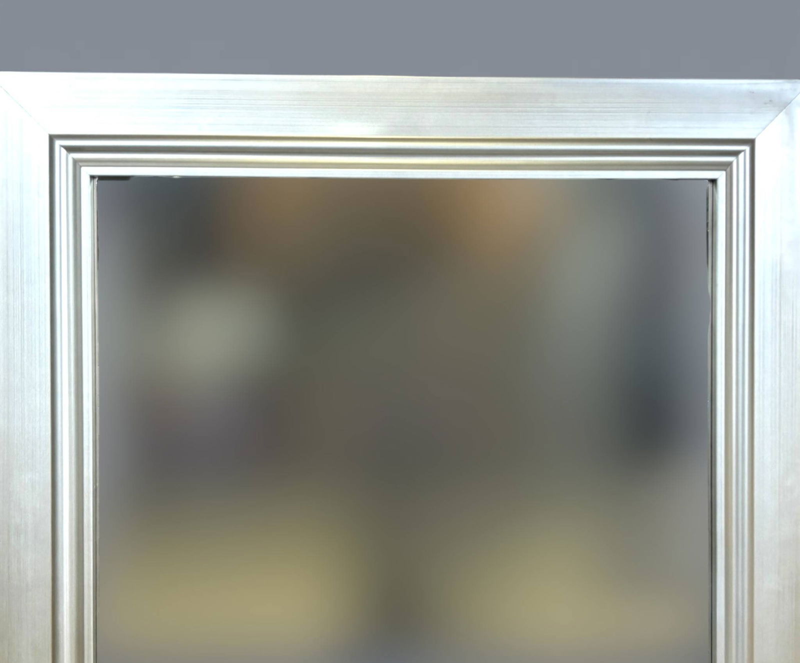 Rectangular Wall Mirror with Brushed Silver-Tone Frame - 2