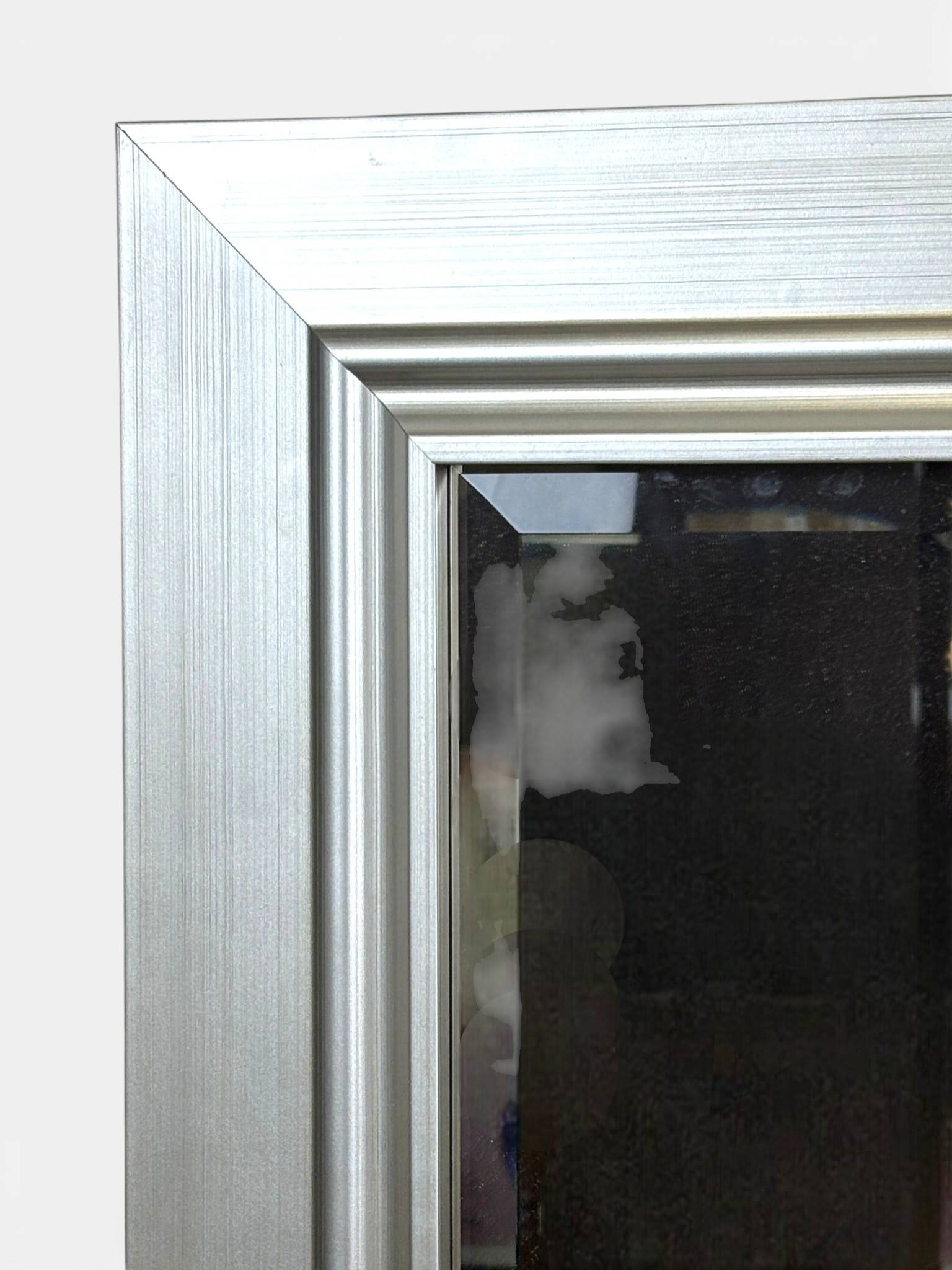 Rectangular Wall Mirror with Brushed Silver-Tone Frame - 3