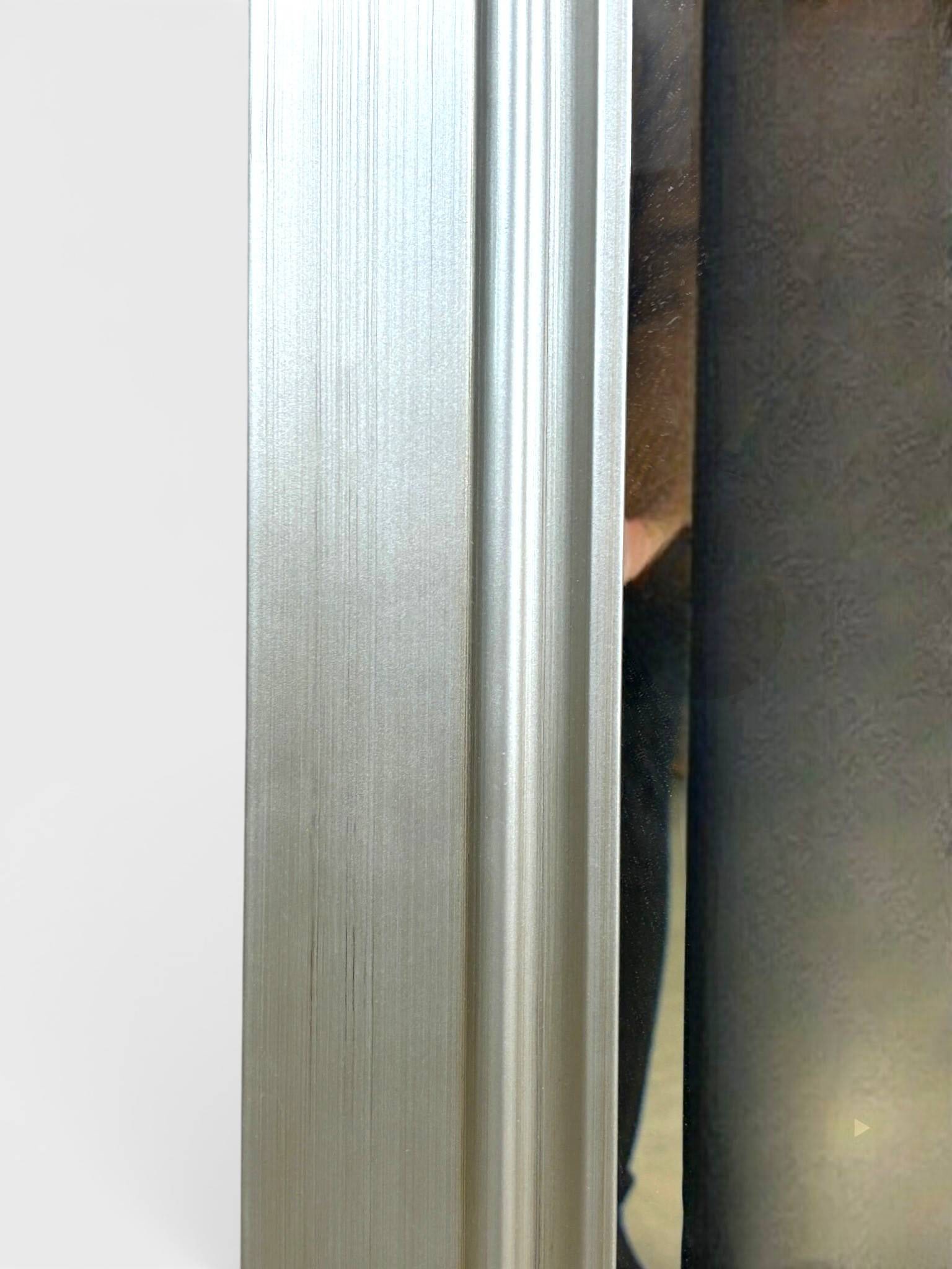 Rectangular Wall Mirror with Brushed Silver-Tone Frame - 4