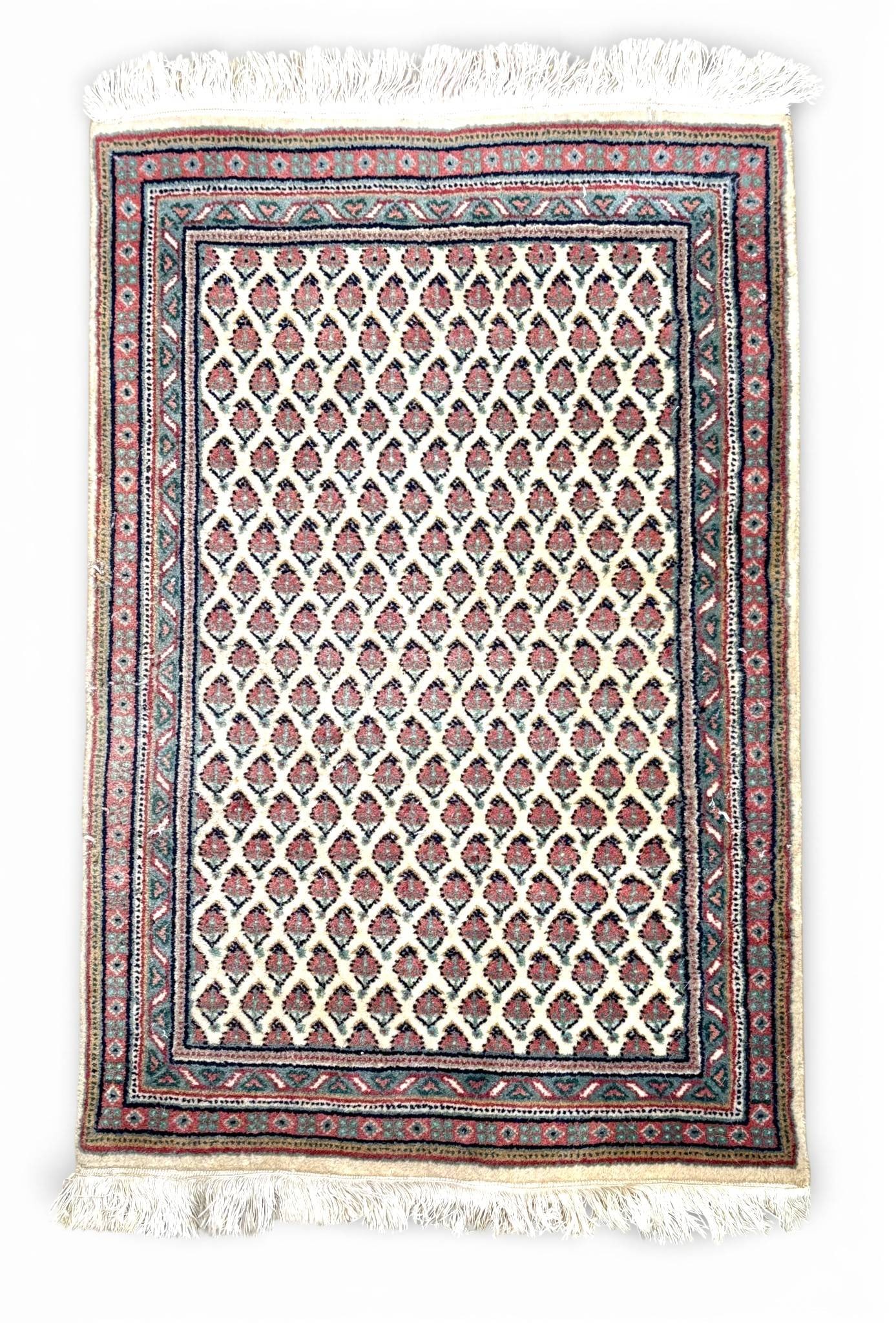 1990s Persian Hand-Knotted Wool Rug with Boteh Motifs and Geometric Borders (1 of 10)