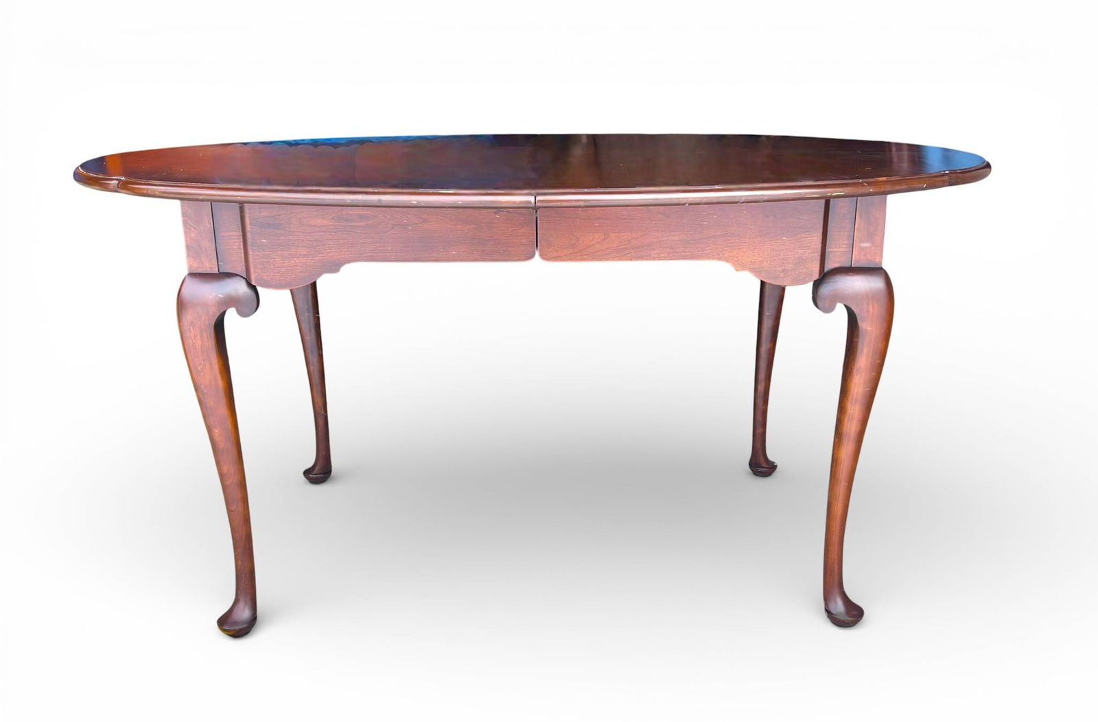 Statton Cherry Queen Anne Table with Two Leaves CIRCA 1990s (1 of 10)