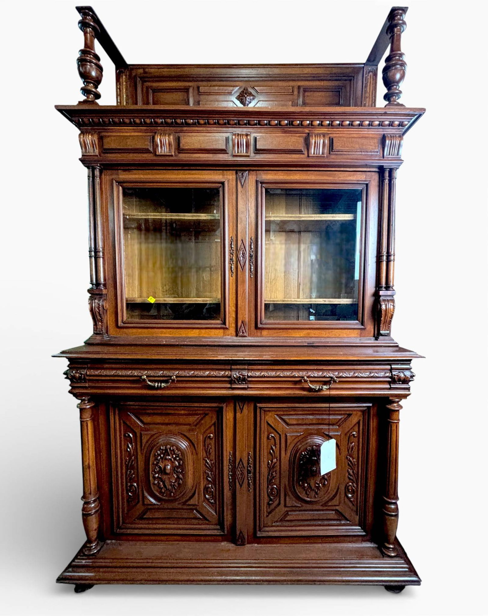 French George I Style Carved Wood Hutch with Glass Doors (1 of 12)
