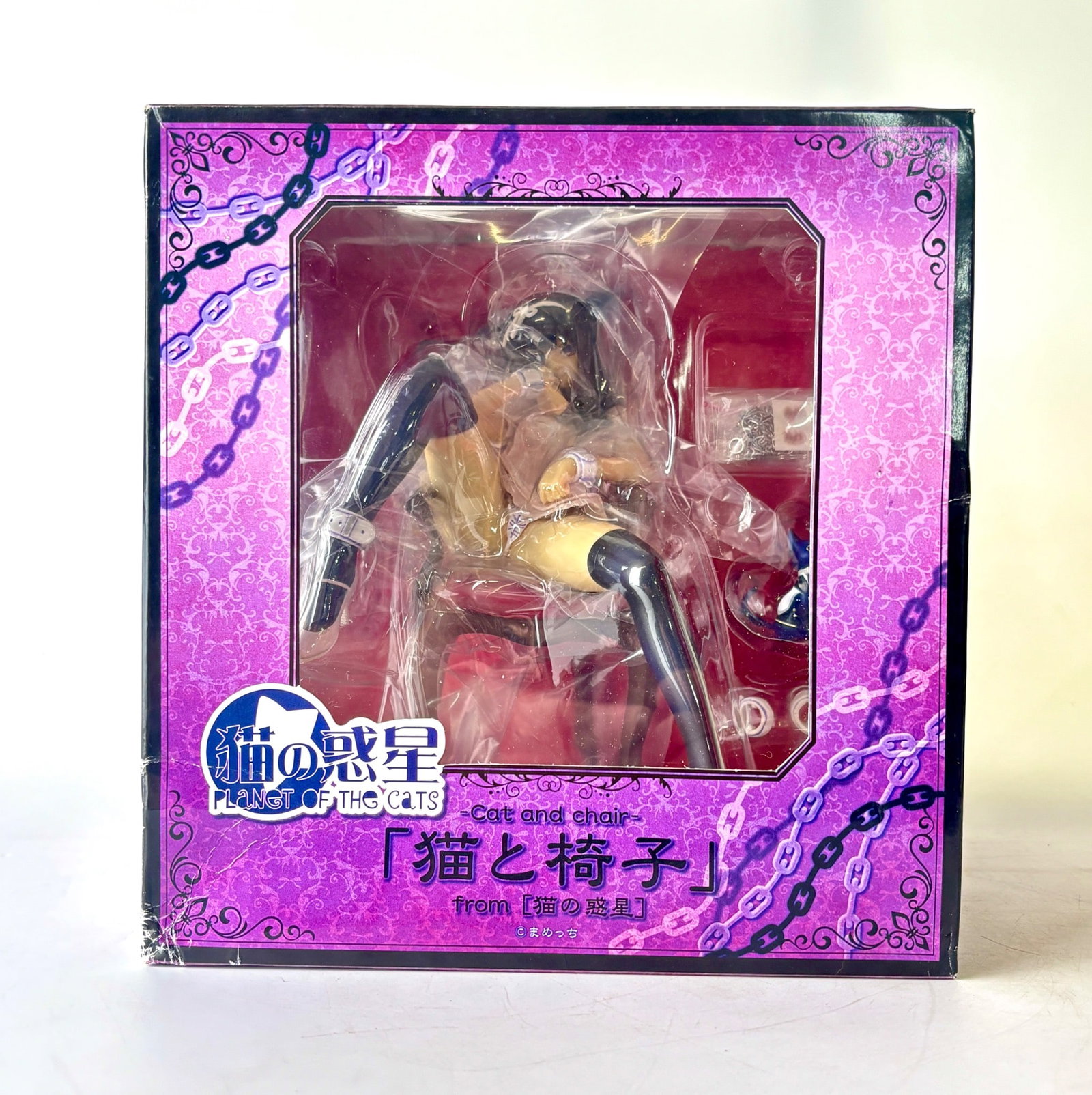 Planet of the Cats Cat and Chair Figure in BOX: Planet of the Cats series collectible figure titled Cat and Chair, depicting a cat eared humanoid character seated on a red chair. Manufactured in Japan with detailed design and vibrant colors. Comes 