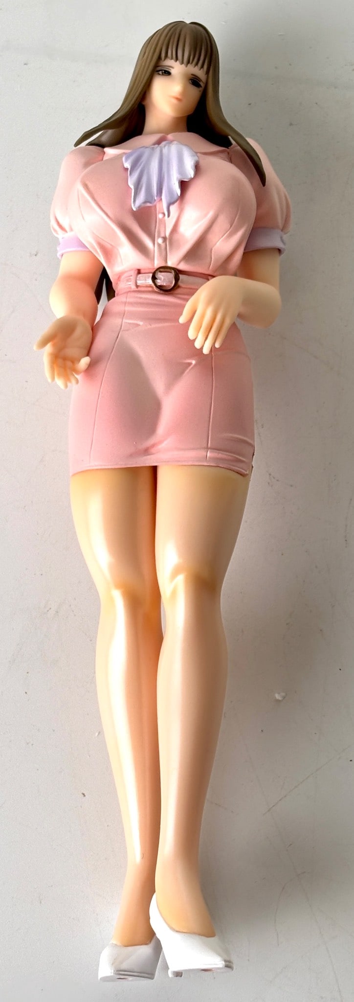Daiki Kougyou Female Teacher Minako Fujisawa: 1/8 scale figure of Minako Fujisawa, crafted by Daiki Kougyou and designed by Masaki Mizuhara. Depicts a female teacher in a pink dress and white shoes. Made of painted PVC with articulated details. I