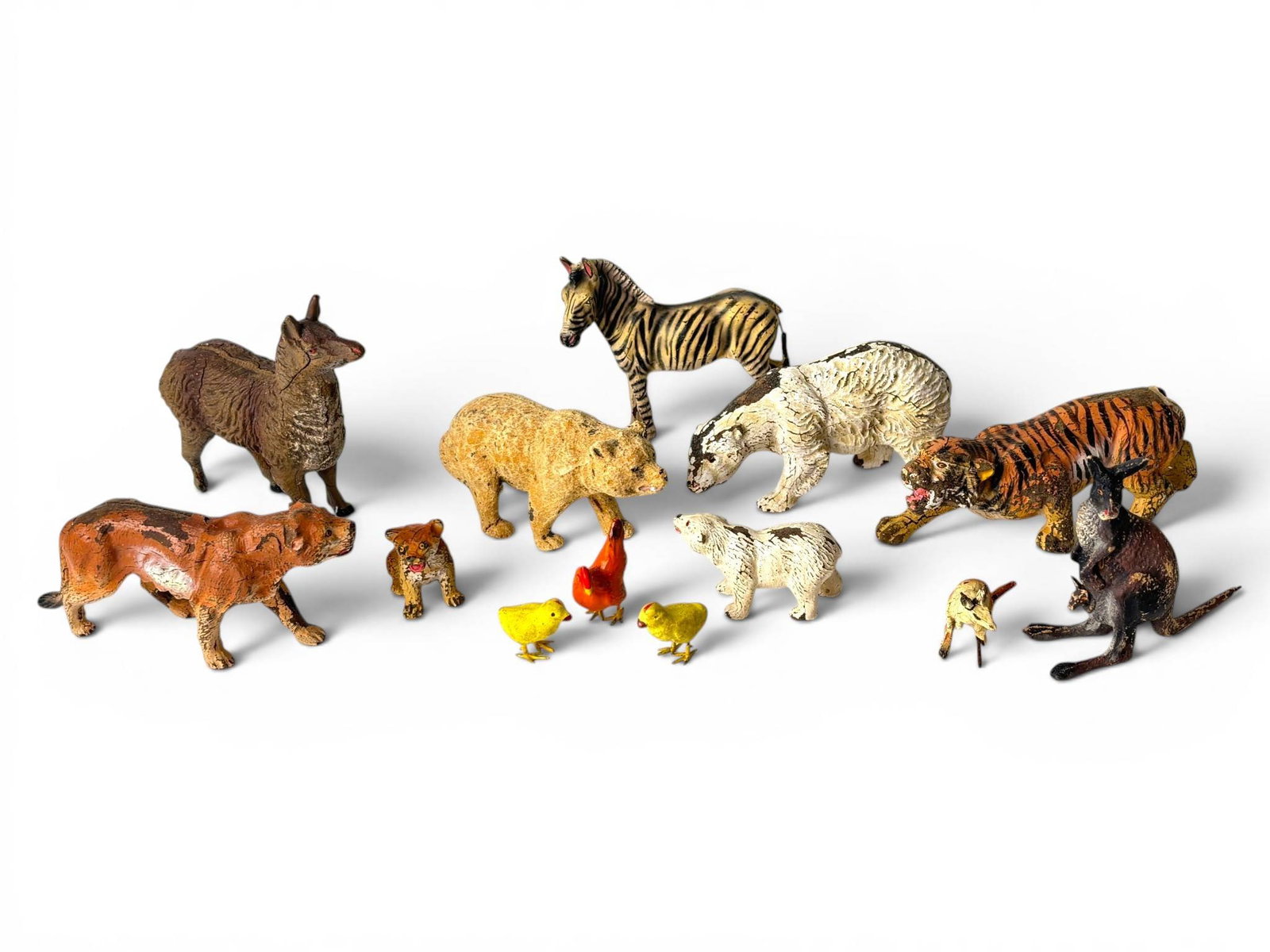Antique Putz Zoo Animals in Painted Composition (1 of 13)