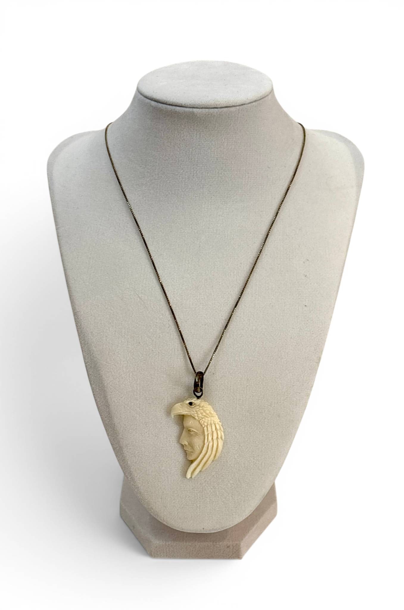 Sterling Silver Necklace with Carved Eagle Pendant (1 of 6)