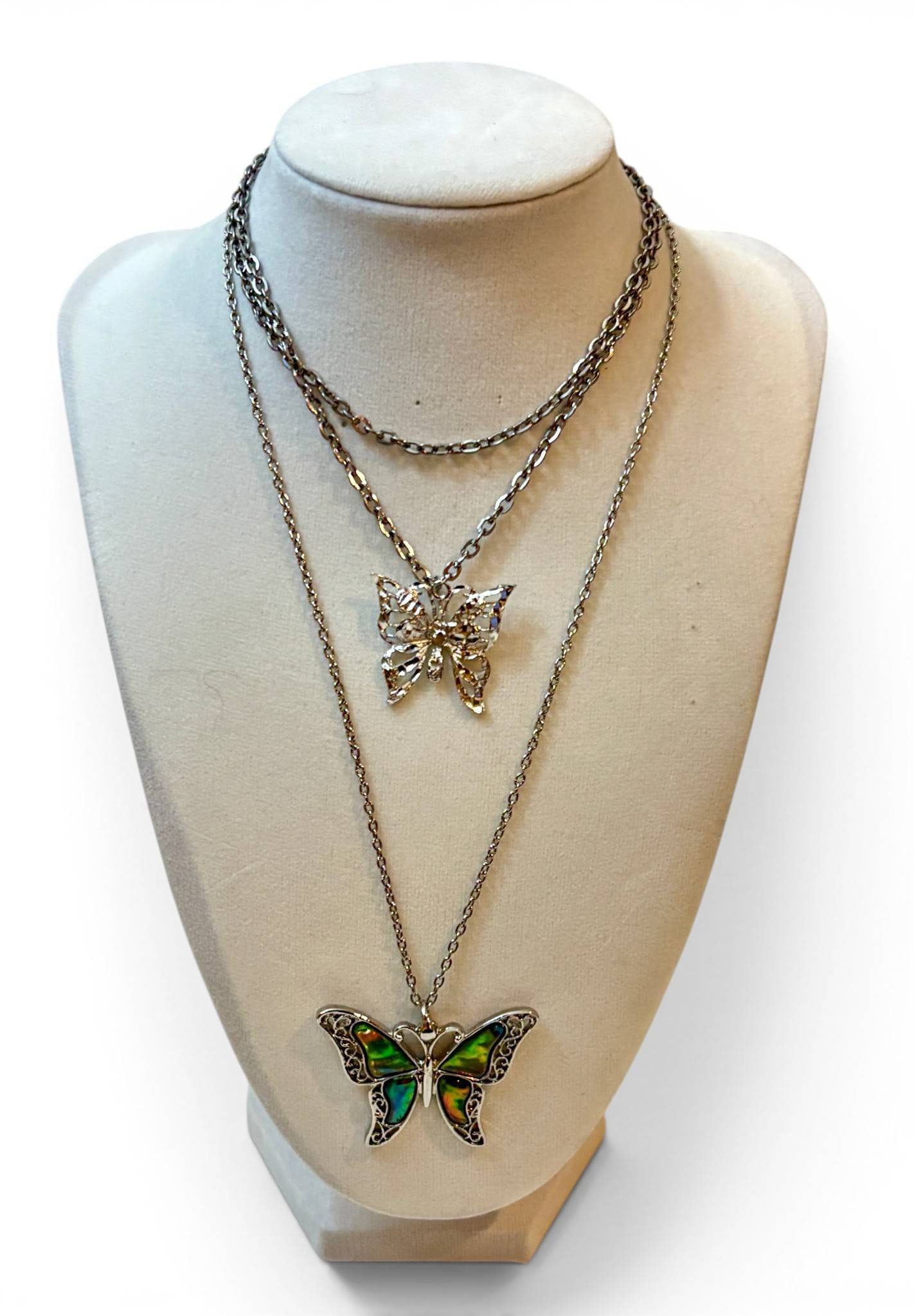 Two Silver-Tone Butterfly Pendant Necklaces (1 of 9)