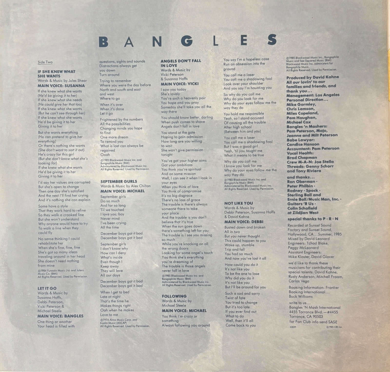 The Bangles Signed Different Light Record with COA - 9