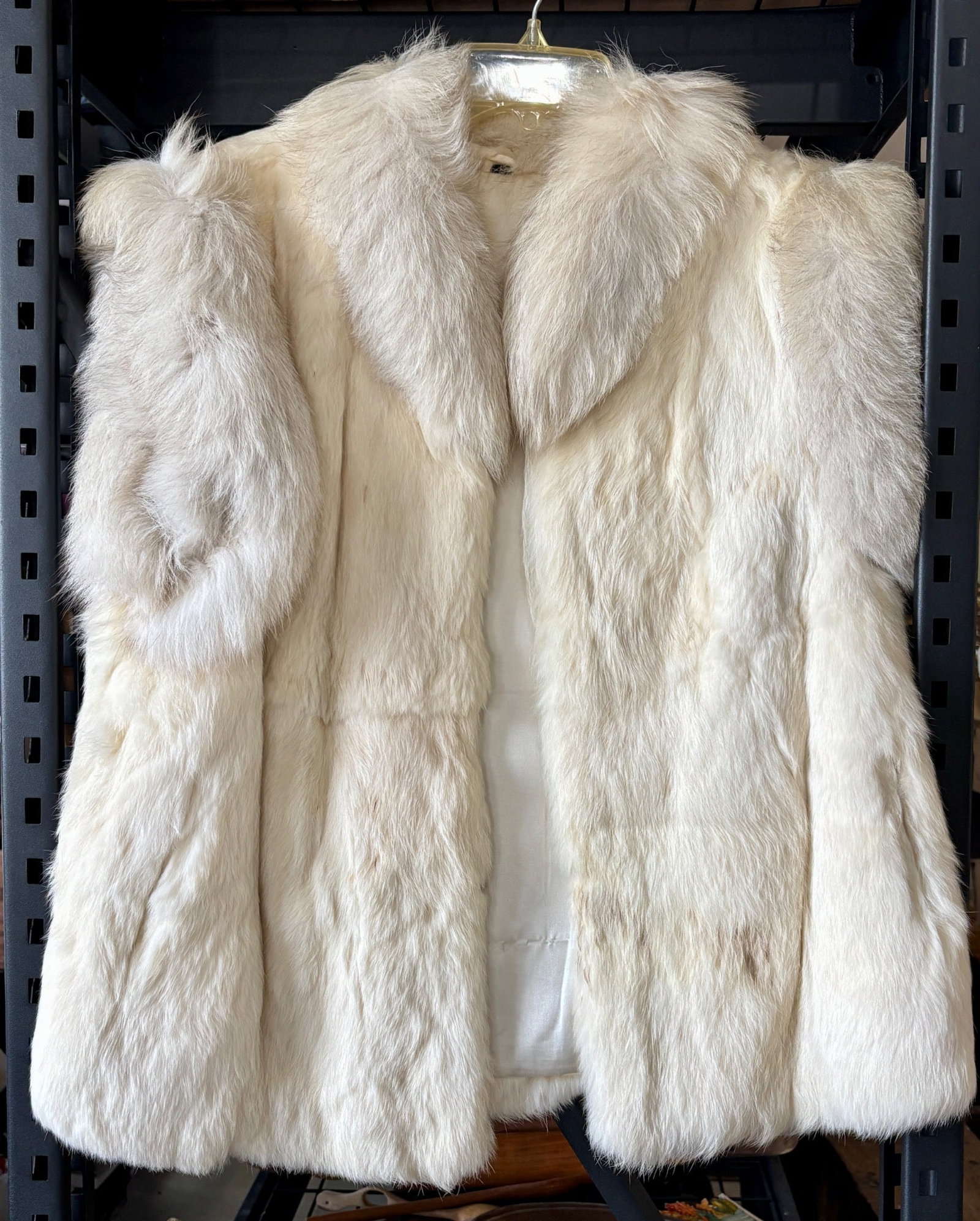 White Rabbit Fur Vest with Torn Liner in Pocket (1 of 6)