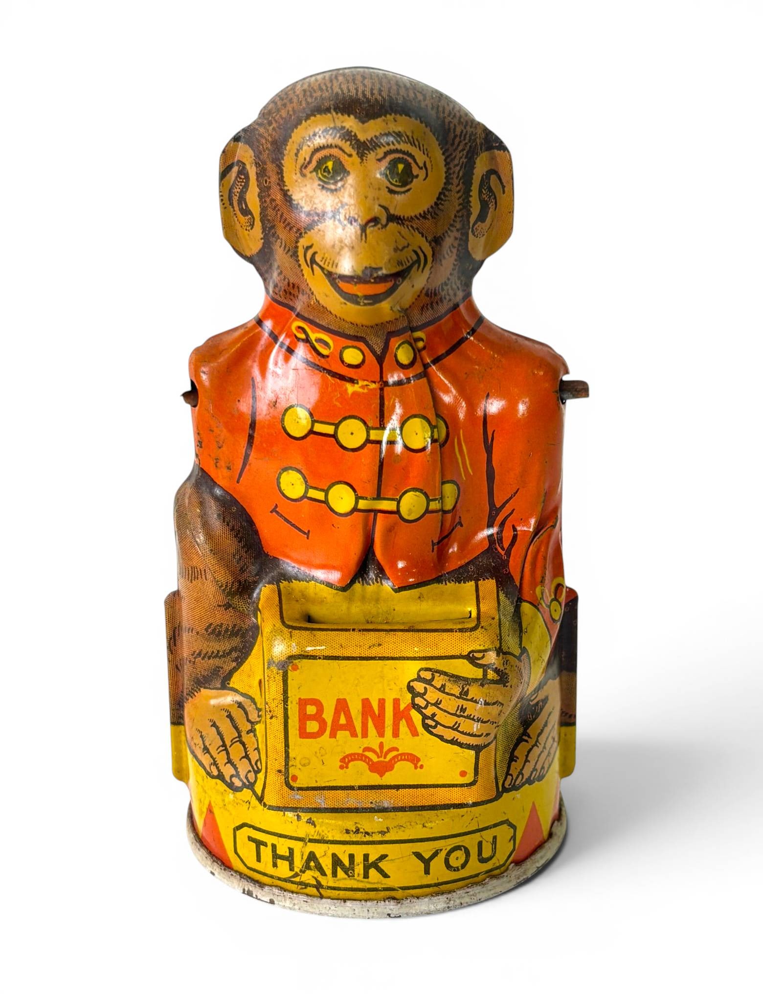 J. Chein & Co. Tin Litho Mechanical Monkey Bank (1 of 5)