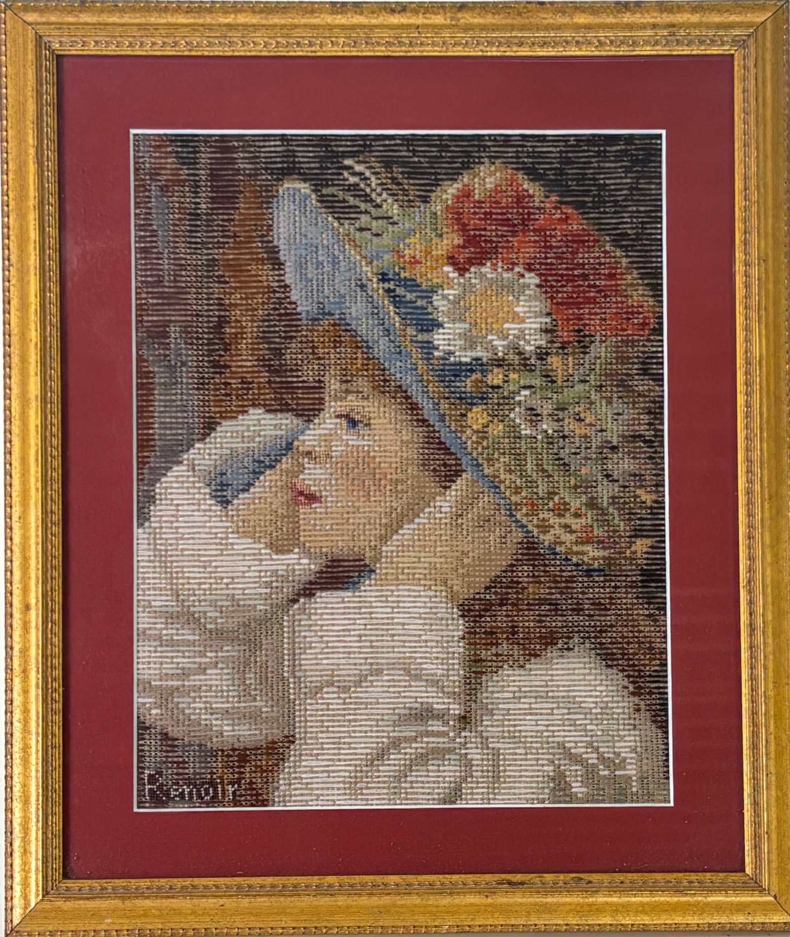 Needlepoint Artwork of Renoirs Girl with a Hat (1 of 6)