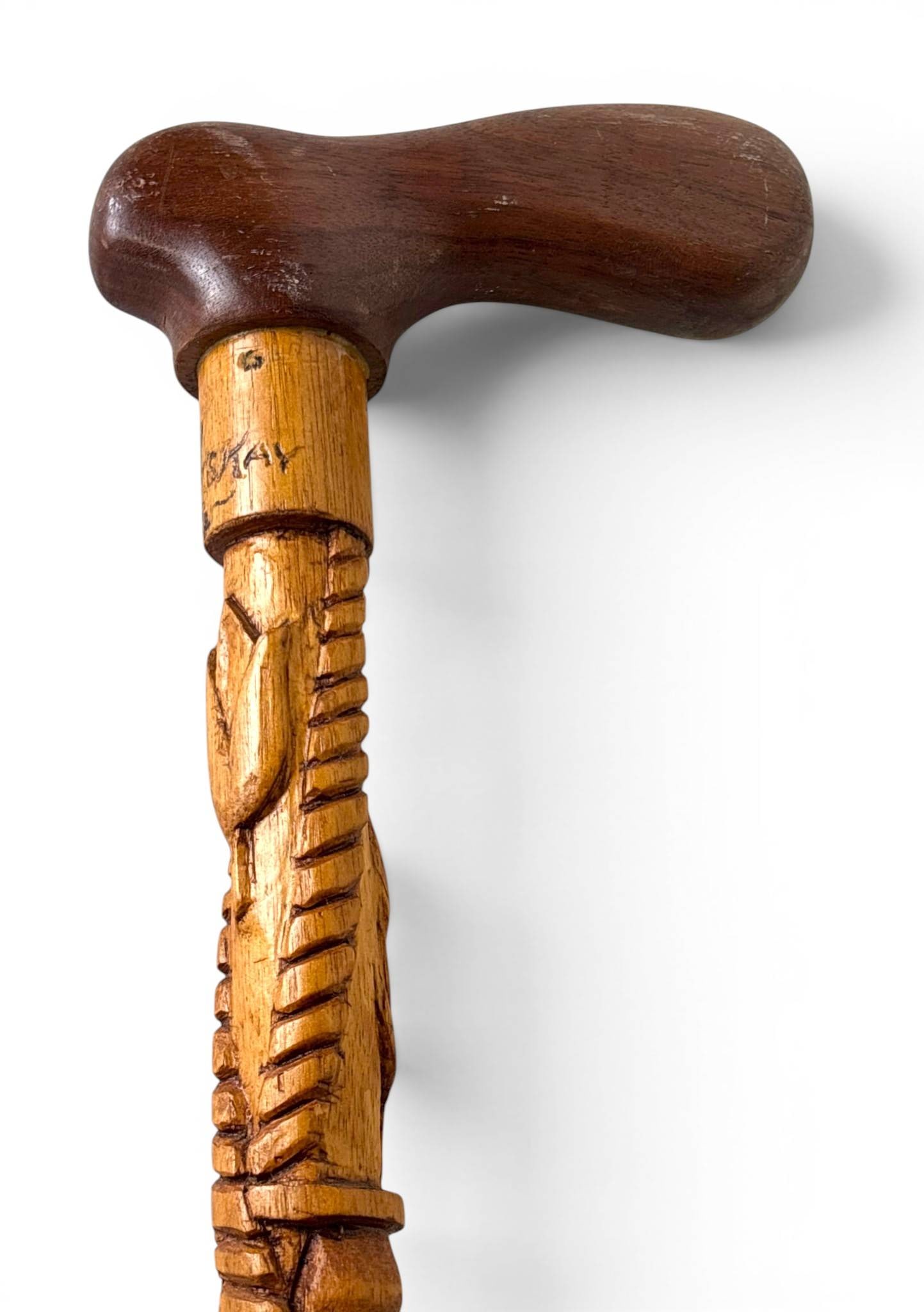 Hand-Carved Folk ArtWalking Stick Signed (1 of 12)