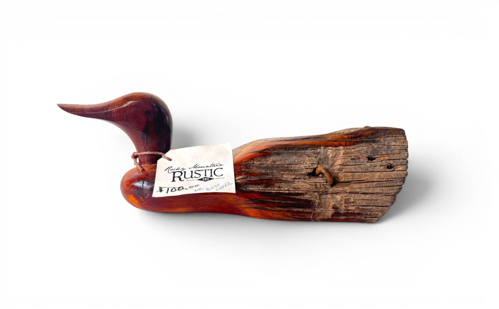 Carved Wooden Duck Decoy Rocky Mountain Rustic (1 of 9)