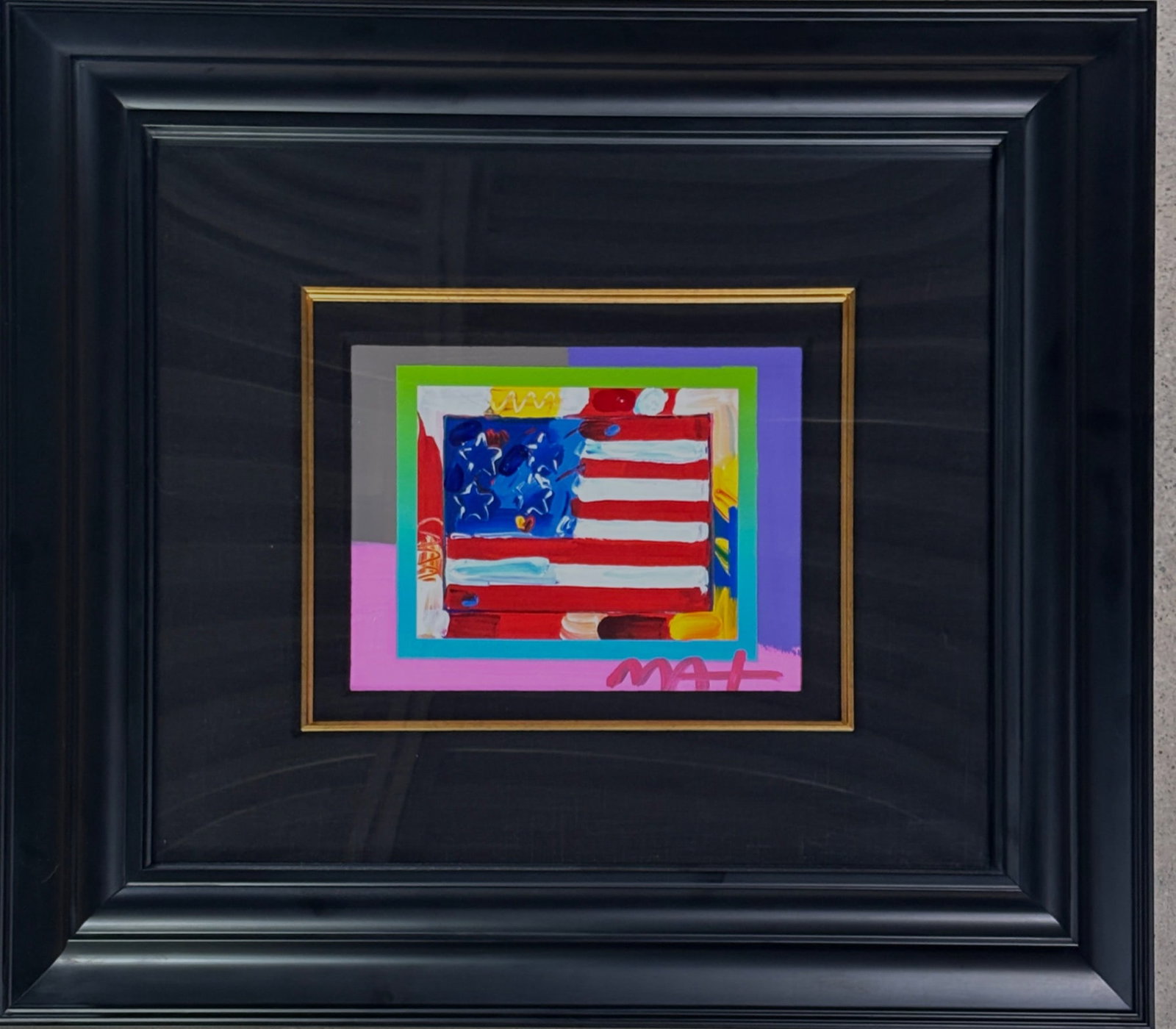 Peter Max Flag with Heart on Blends Mixed Media (1 of 5)