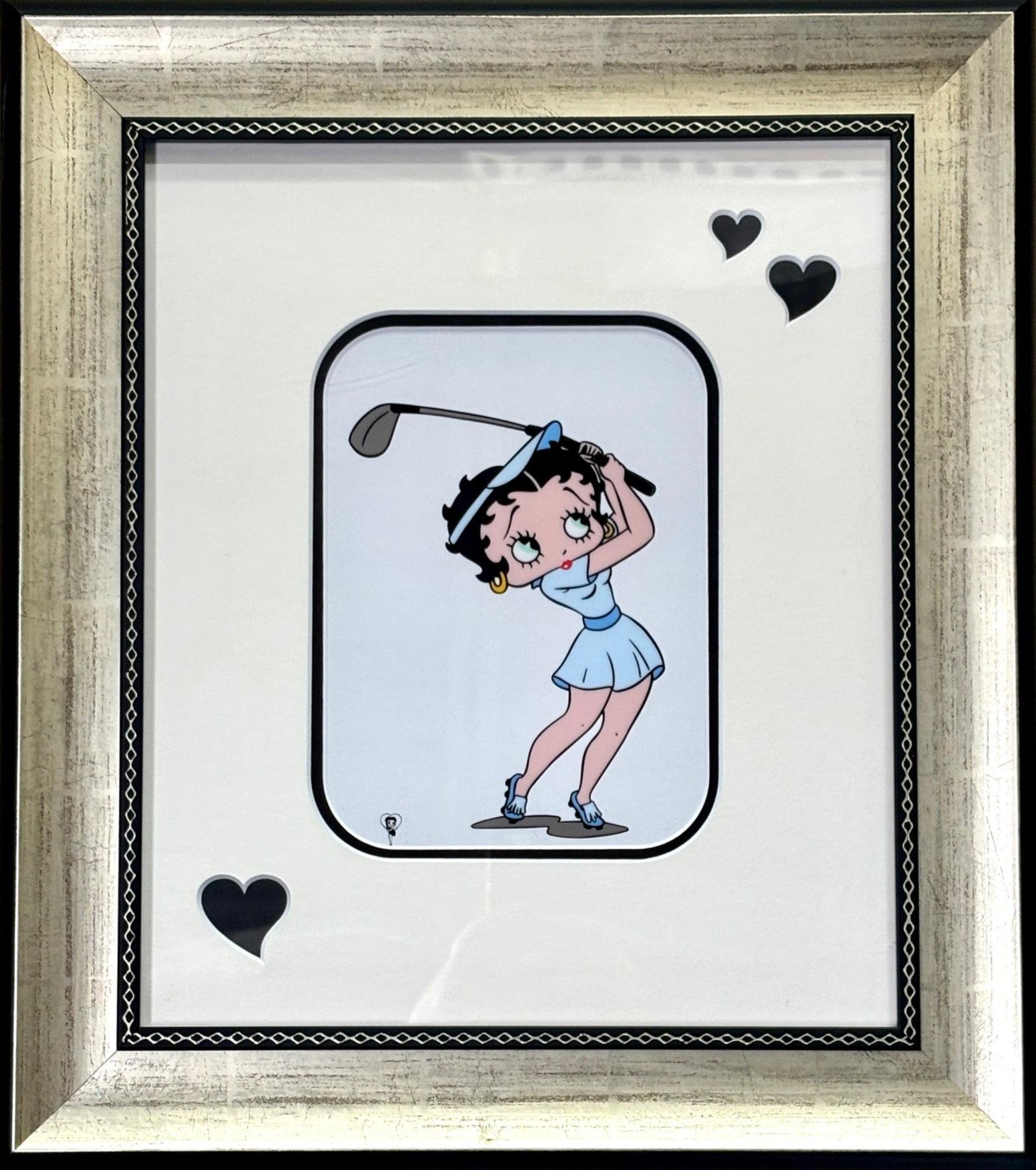 Framed Animation Art Cel of Betty Boop in Golf Swing Pose (1 of 6)