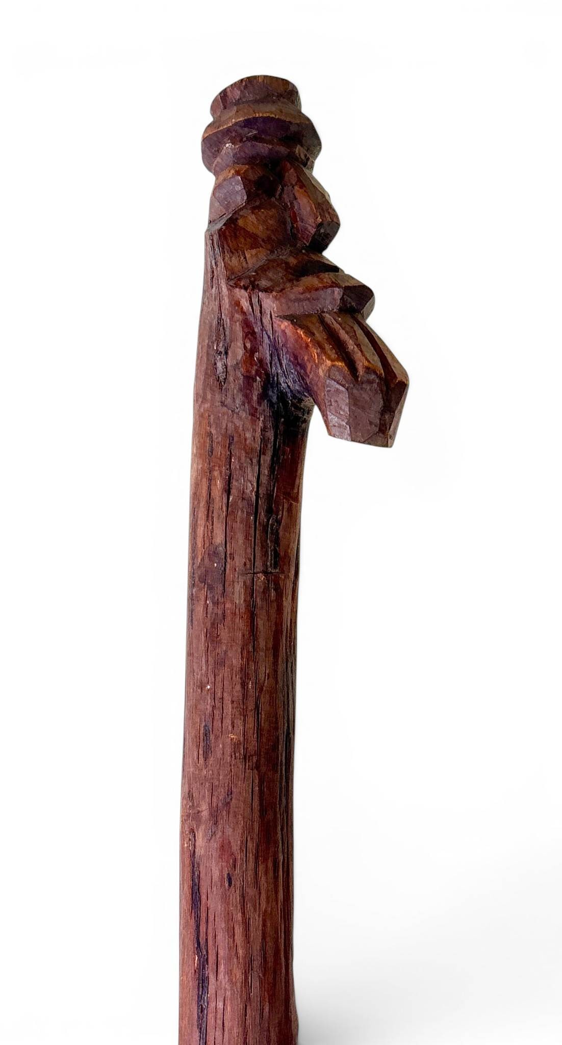 Carved Folk Art Walking Stick with Figural Handle (1 of 7)
