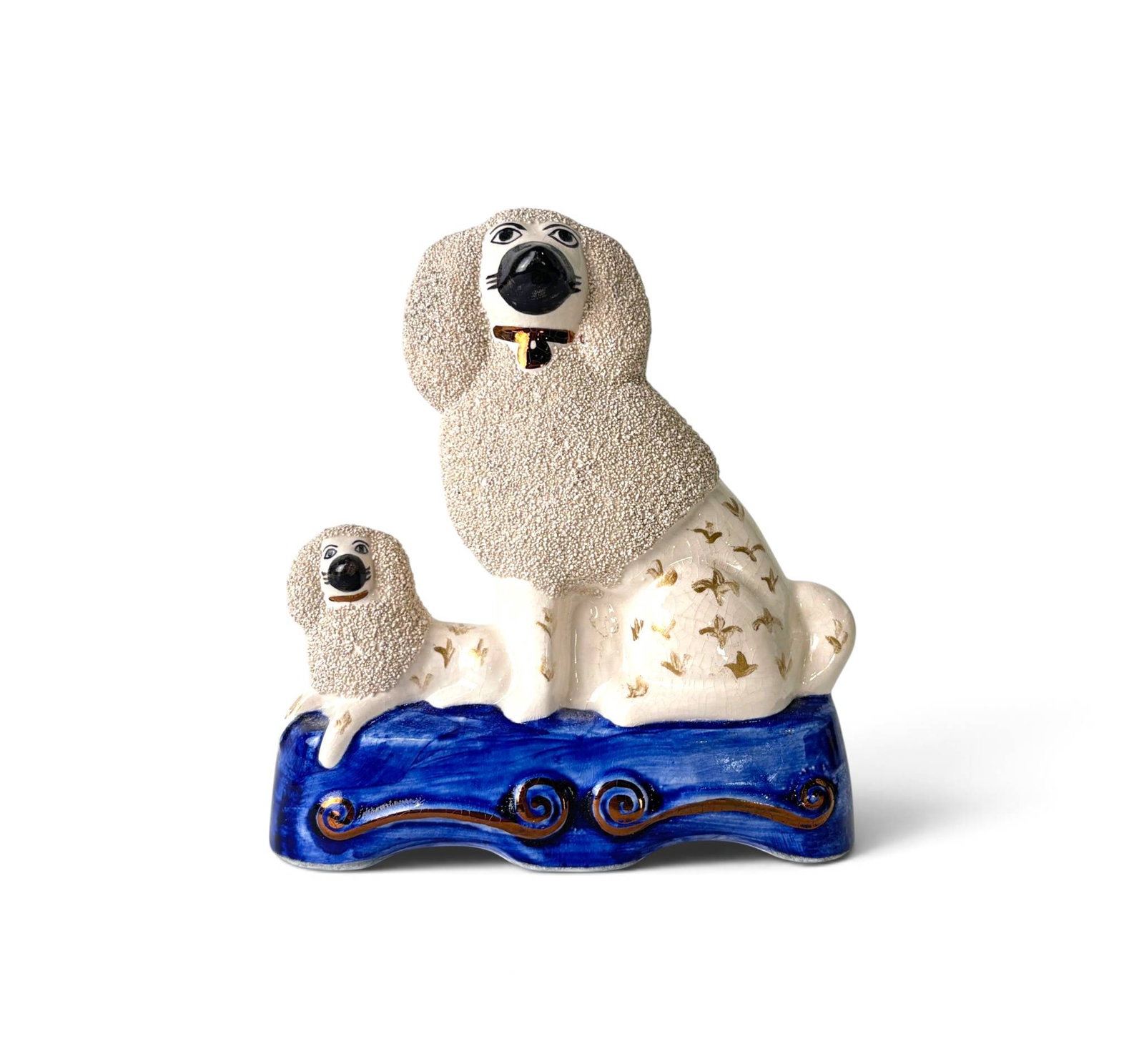 Antique Staffordshire Confetti Poodle with Pup (1 of 8)