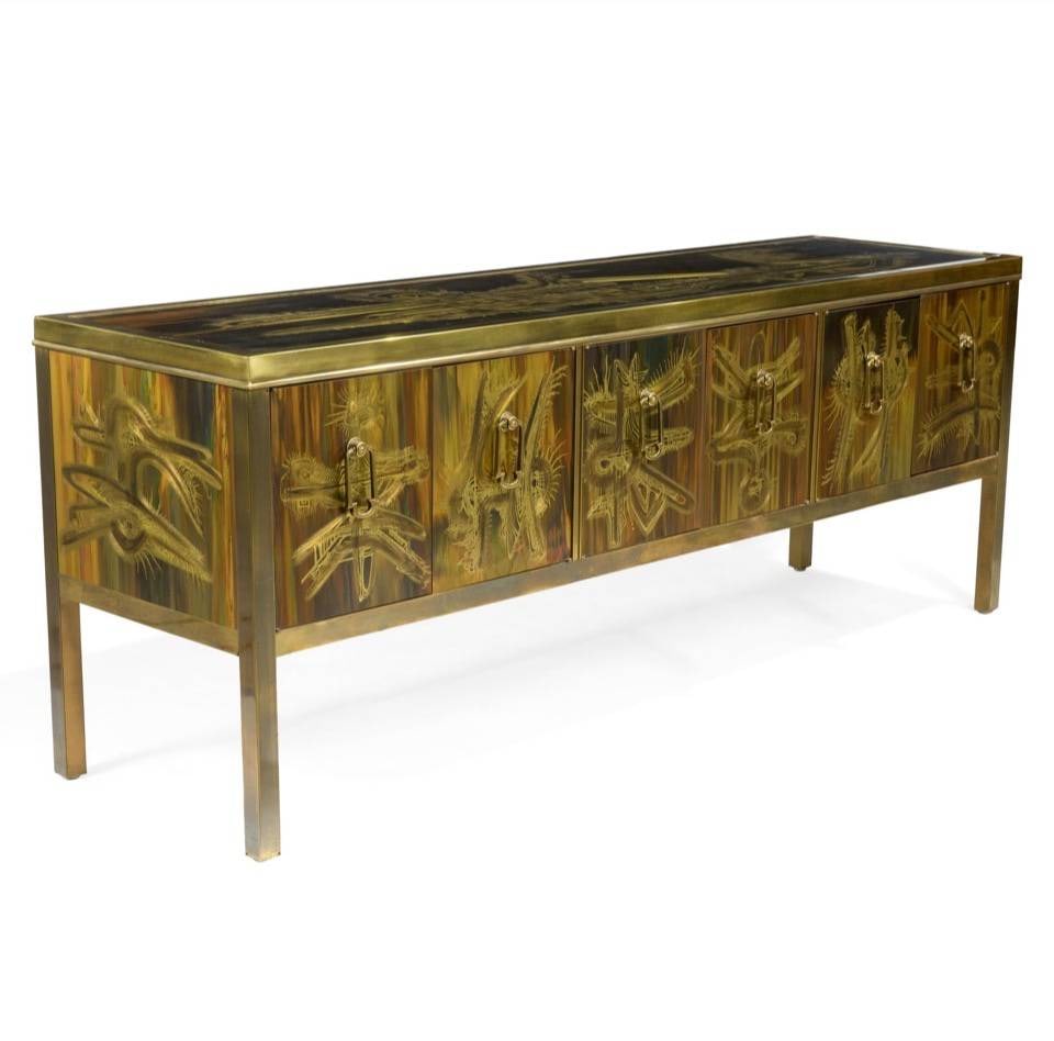 Bernhard Rohne for Mastercraft Acid-Etched Brass Credenza (1 of 4)