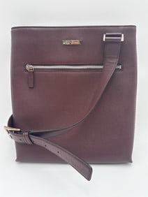 Ferragamo Burgundy Men's Leather Messenger Bag