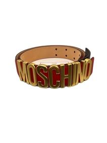 MOSCHINO COUTURE BELT RED-GOLD, Size 40(6 US)