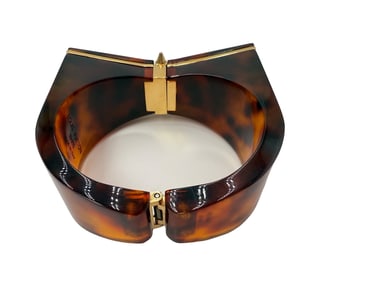 LOUIS VUITTON Resin Spiky Bow Cuff Tortoise