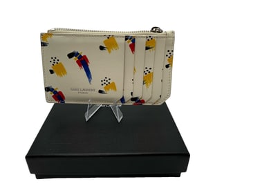 Saint Laurent Leather Fragment Coin Purse Wallet
