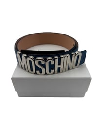 Moschino Navy Blue Leather Classic Logo, 40"