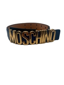 Moschino Blue/Gold Belt, Size 40