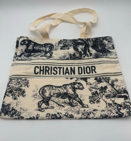 Blue Christian Dior Tote Bag