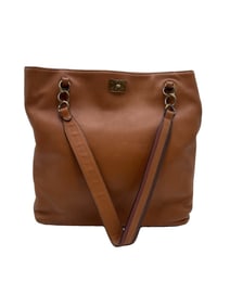 Chanel Brown Leather Tote Bag W/COA