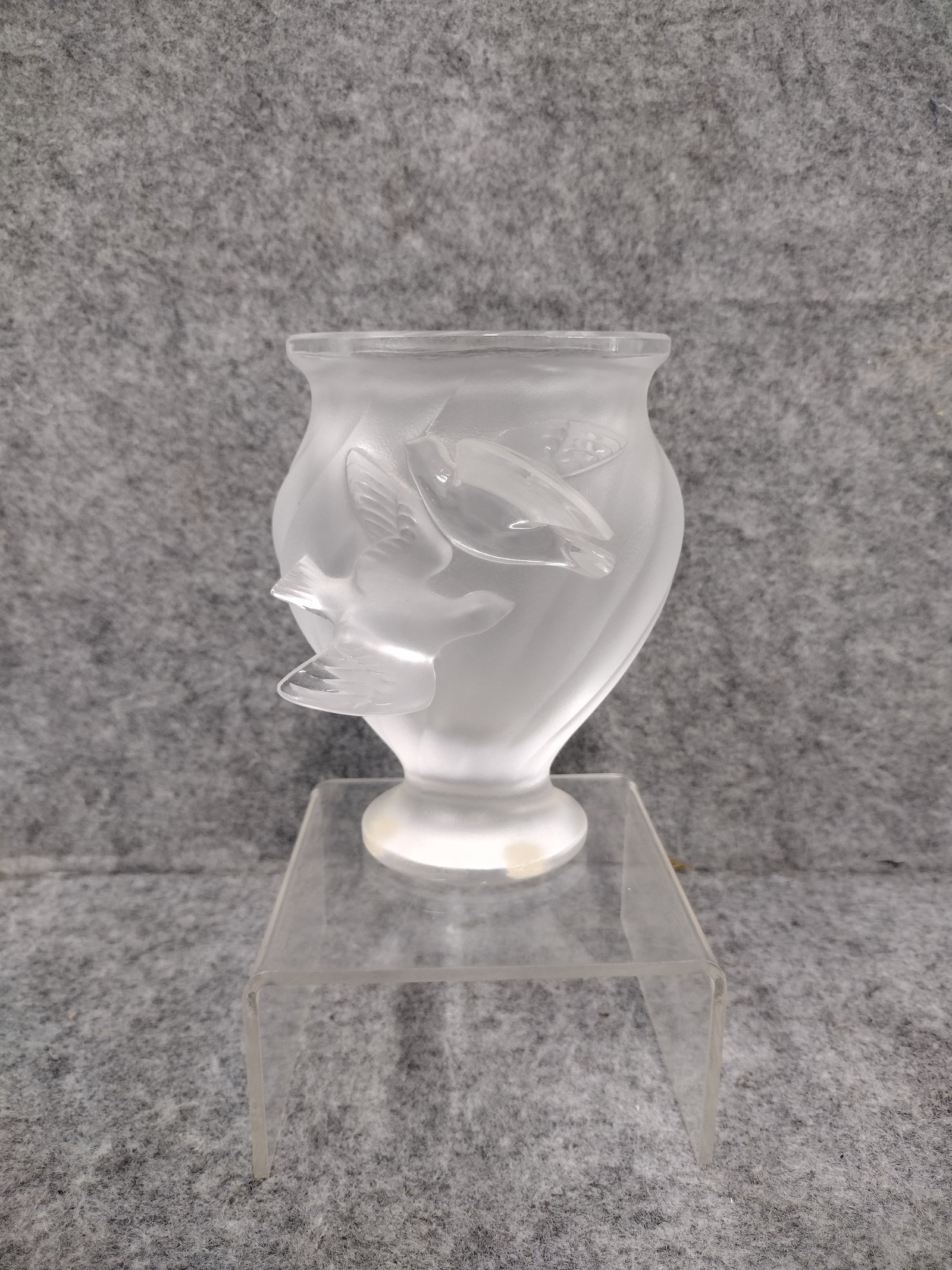 Lalique Rosine Crystal Vase: Lalique Rosine Crystal Vase no chips or cracks, 5" tall