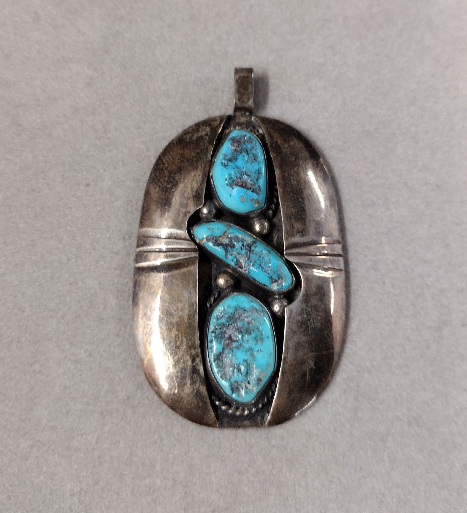 Native American Sterling & Turquoise Stone Pendant (1 of 6)